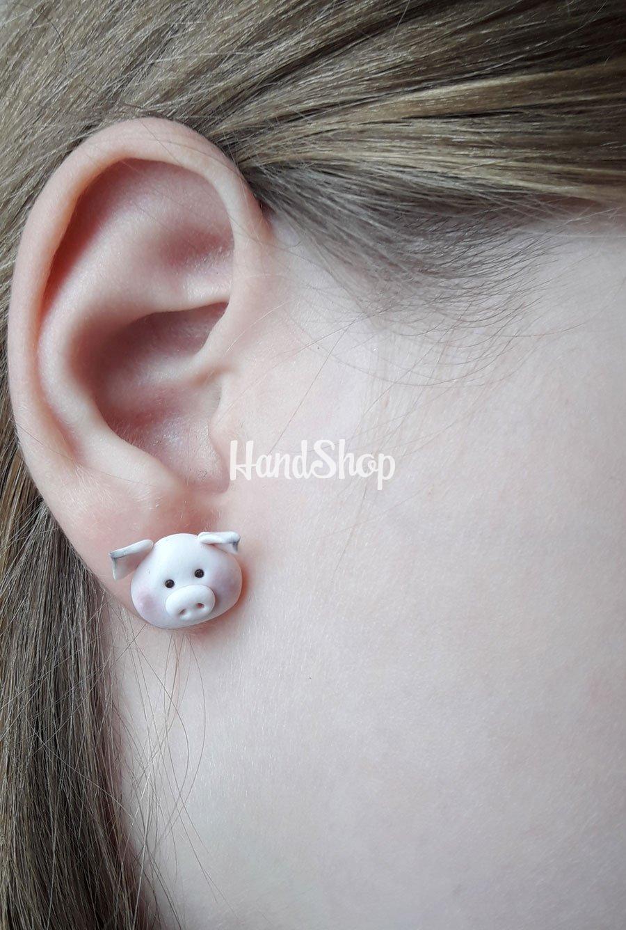 Сережки из глины Свинки