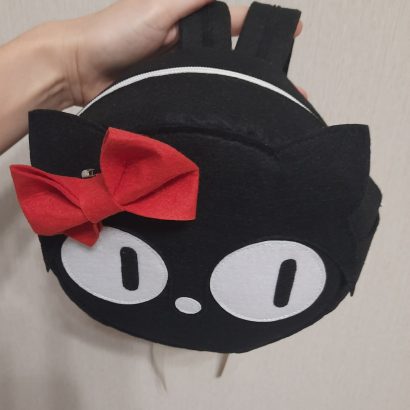 Дитячий рюкзак чорна кішка червоний бант фетр