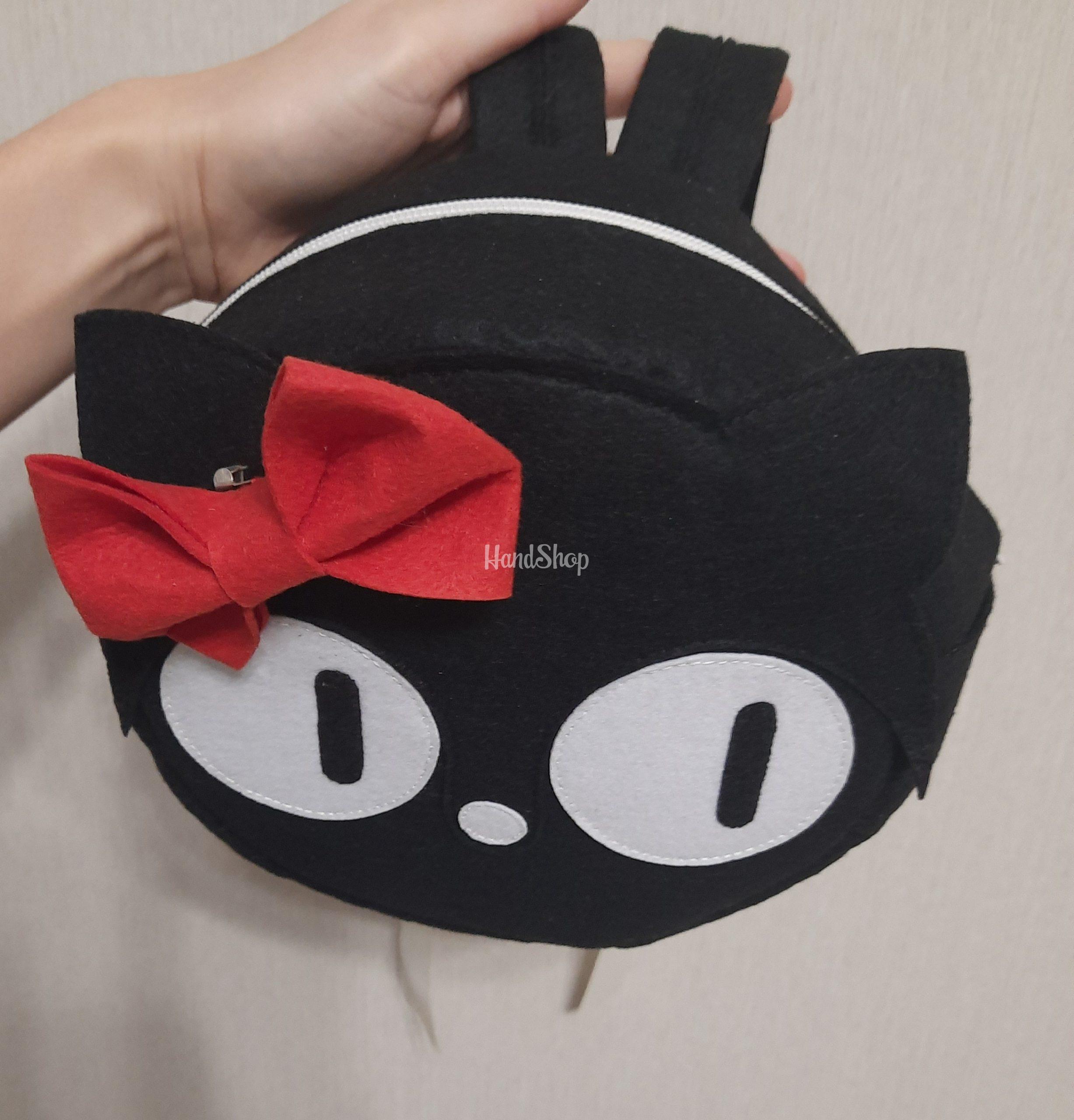 Дитячий рюкзак чорна кішка червоний бант фетр Дитячий рюкзак чорна кішка червоний бант фетр