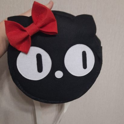 Дитячий рюкзак чорна кішка червоний бант фетр