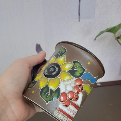 Сувенірна керамічна чашка соняшник, рушничок, калина розпис