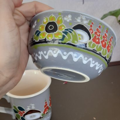 Чашка + Миска квіти мальви Україна ручний розпис, кераміка