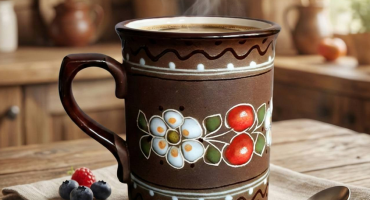 Кохання зі смаком літа: керамічна чашка з вишеньками та ромашками як подарунок на День закоханих Кохання зі смаком літа: керамічна чашка з вишеньками та ромашками як подарунок на День закоханих