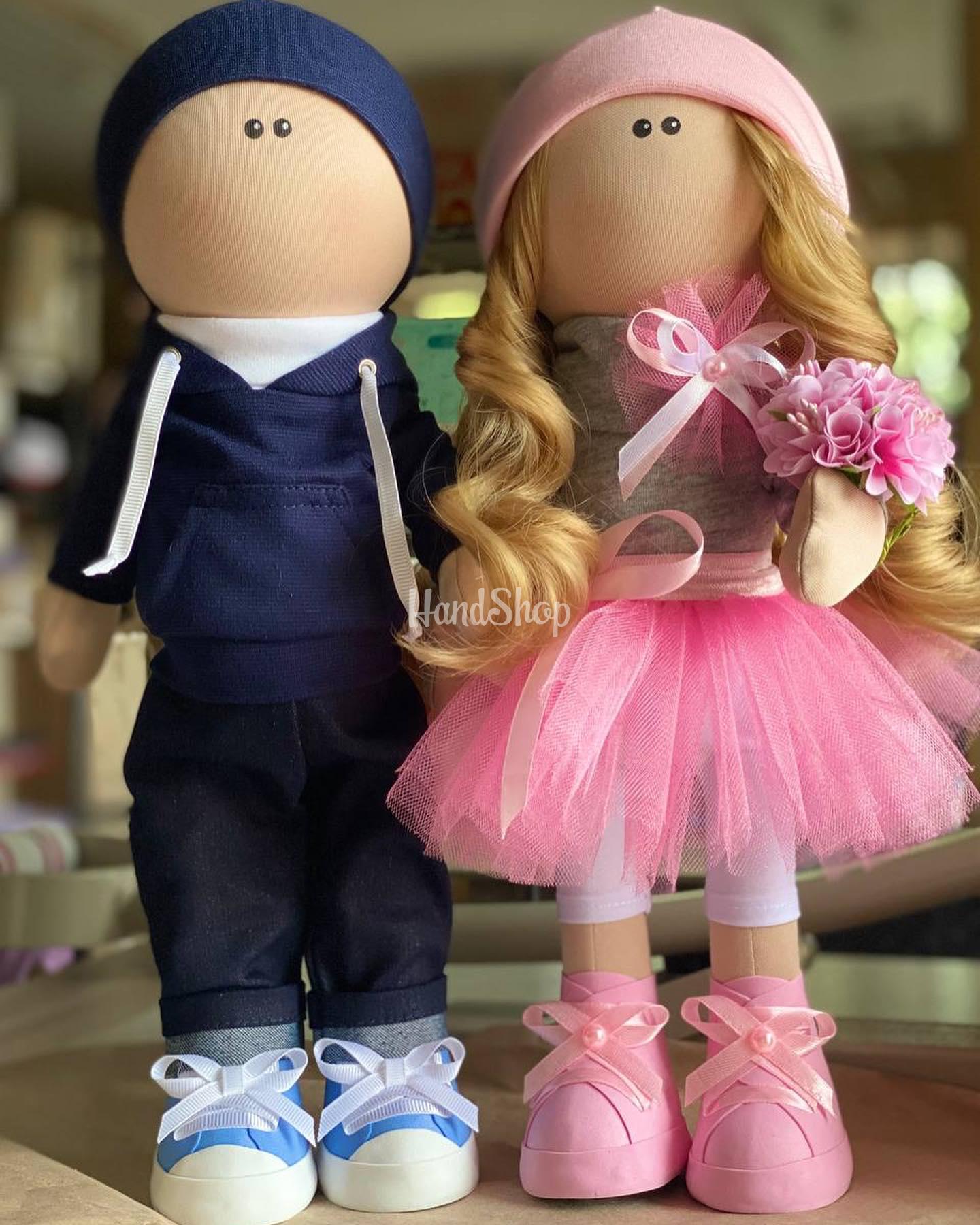 Текстильні весільні ляльки романтична пара, 2 шт Текстильні весільні ляльки романтична пара, 2 шт