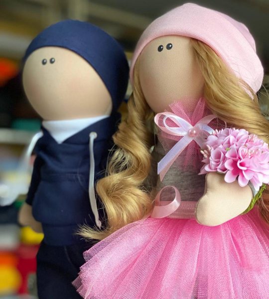 Текстильні весільні ляльки романтична пара, 2 шт