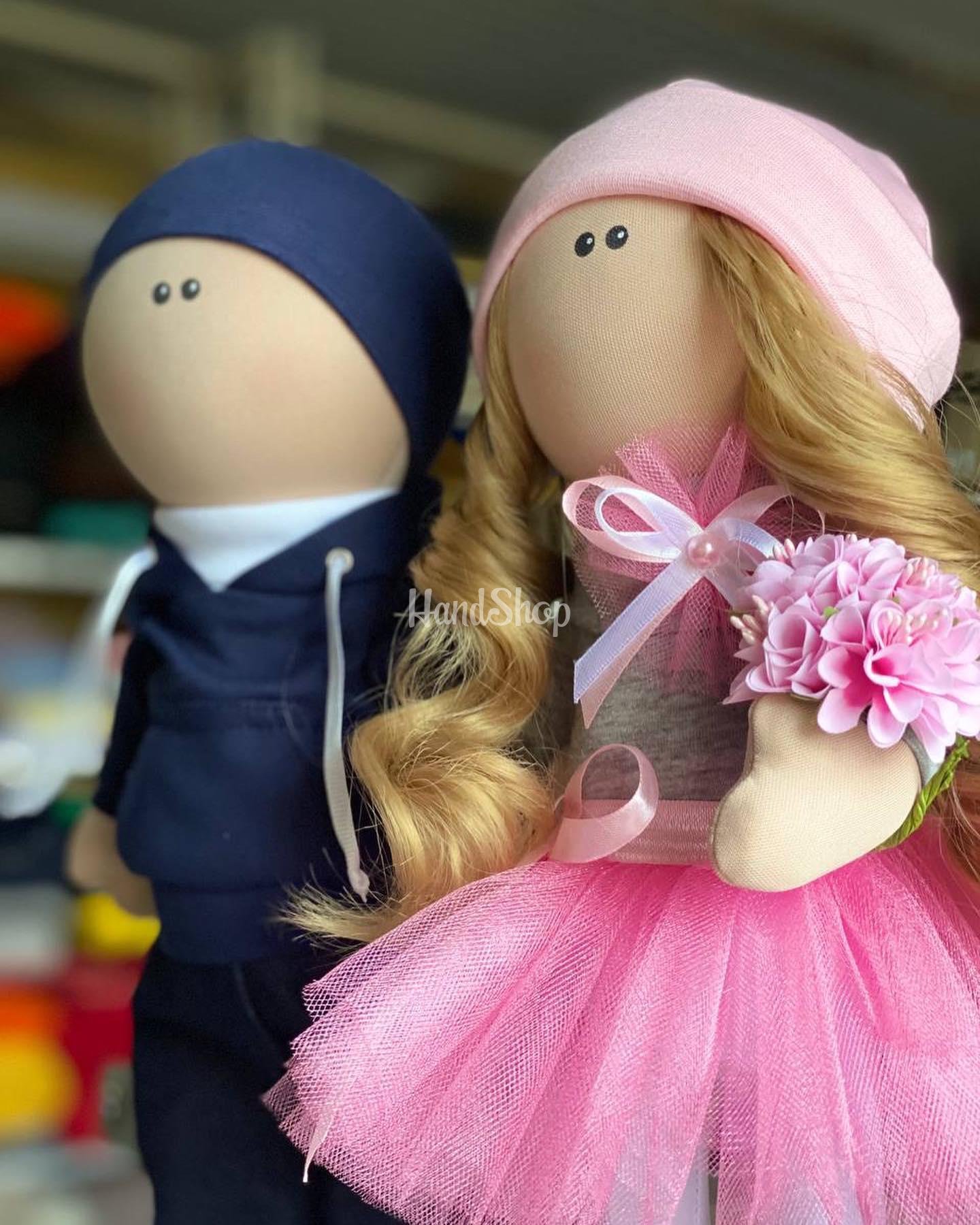 Текстильні весільні ляльки романтична пара, 2 шт Текстильні весільні ляльки романтична пара, 2 шт