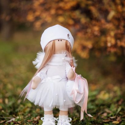 Лялька текстильна велика тільда янгол з крилами