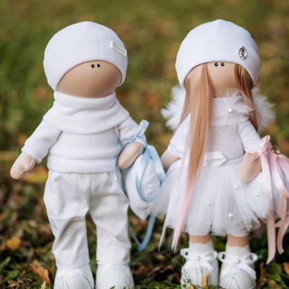 Лялька текстильна велика тільда янгол з крилами