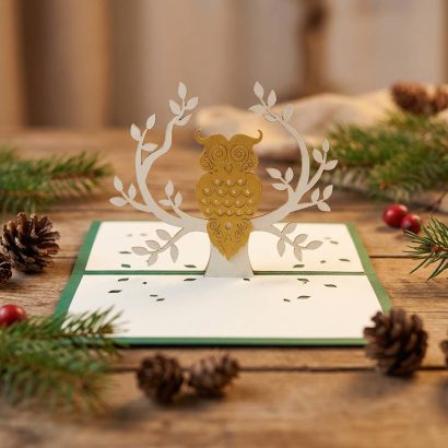 Чоловіча вітальна 3d листівка на день народження сова