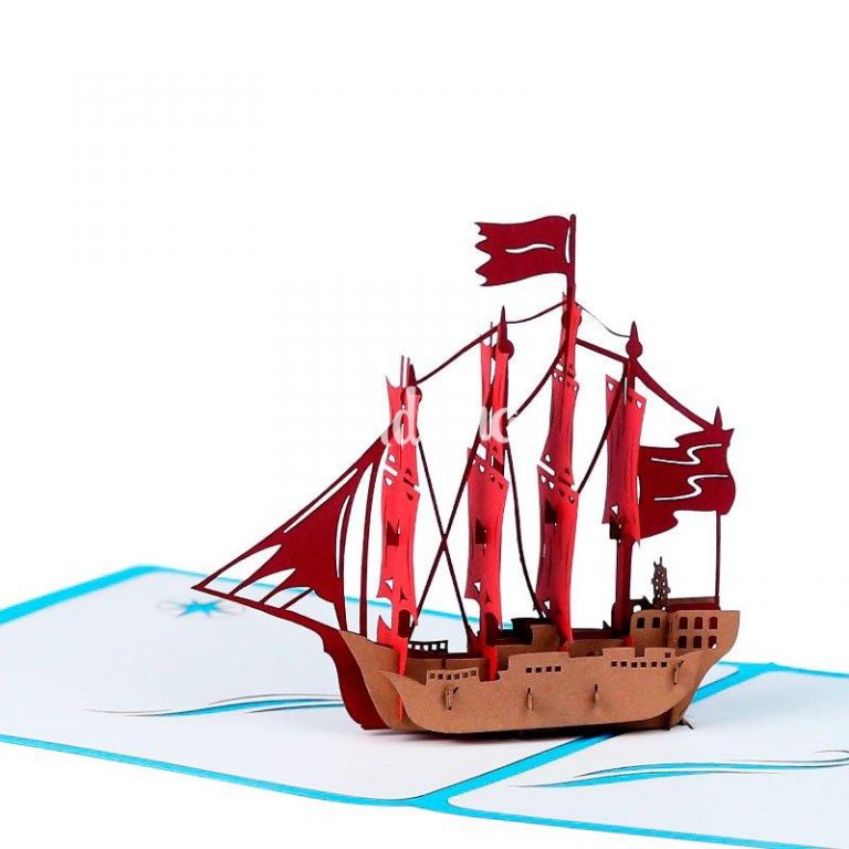 Мужская морская 3d листовка корабль красные паруса — фото 3