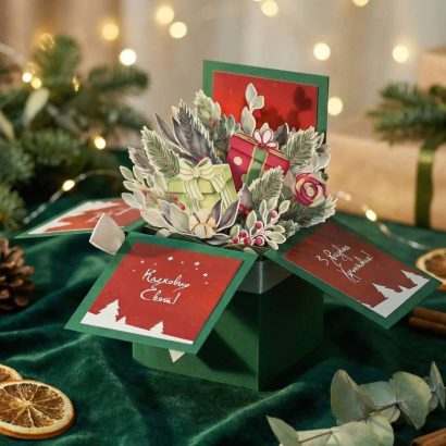 Листівка коробочка своїми руками на Різдво Новий рік 2026