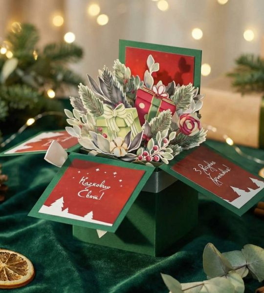 Листівка коробочка своїми руками на Різдво Новий рік 2026