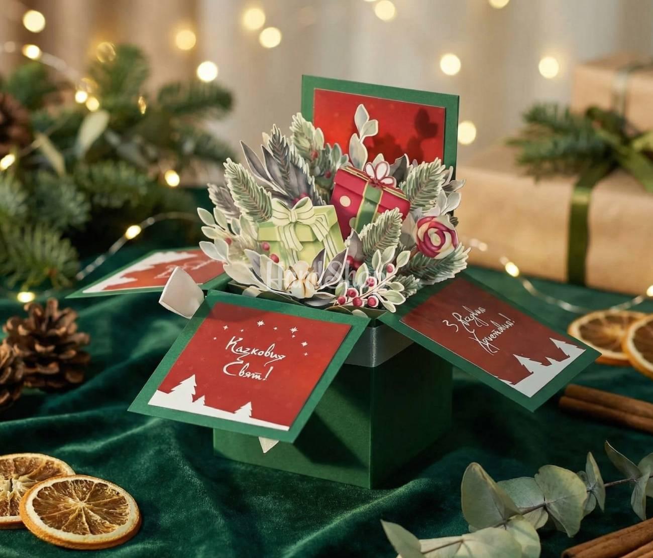 Листівка коробочка своїми руками на Різдво Новий рік 2026 Листівка коробочка своїми руками на Різдво Новий рік 2026