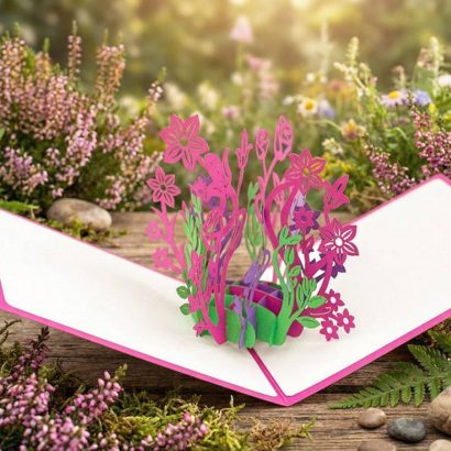 Жіноча об'ємна листівка рожеві квіти 3d день народження love