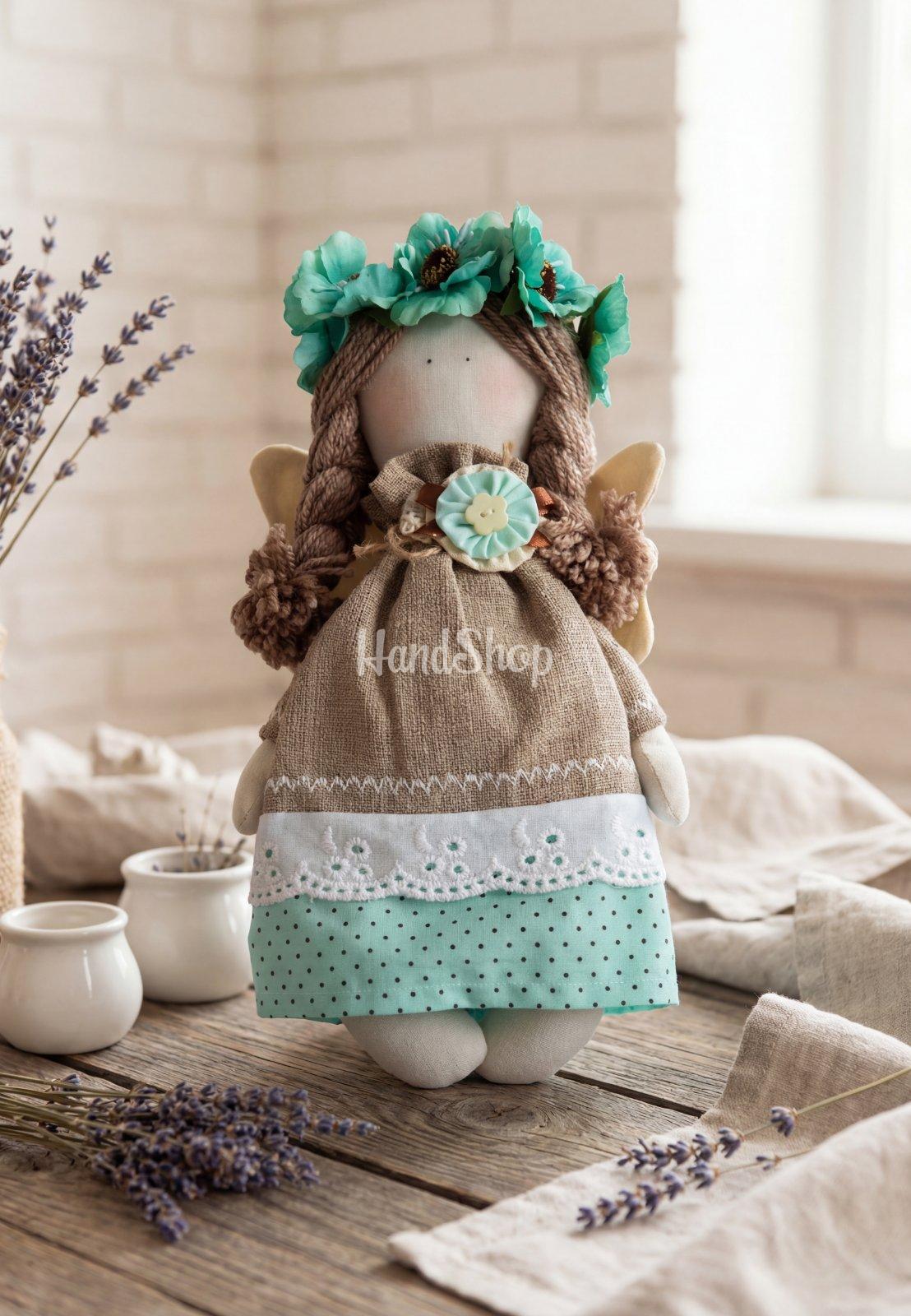 Сувенірна українська лялька з мішковини ангел Різдво Сувенірна українська лялька з мішковини ангел Різдво