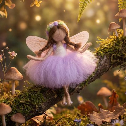 Лялечка сувенір з вовни підвіска весна ангелик з крилами