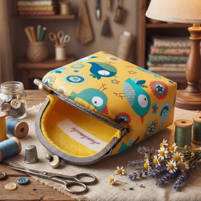 Дитяча косметичка сумочка на фермуарі пташки тканина