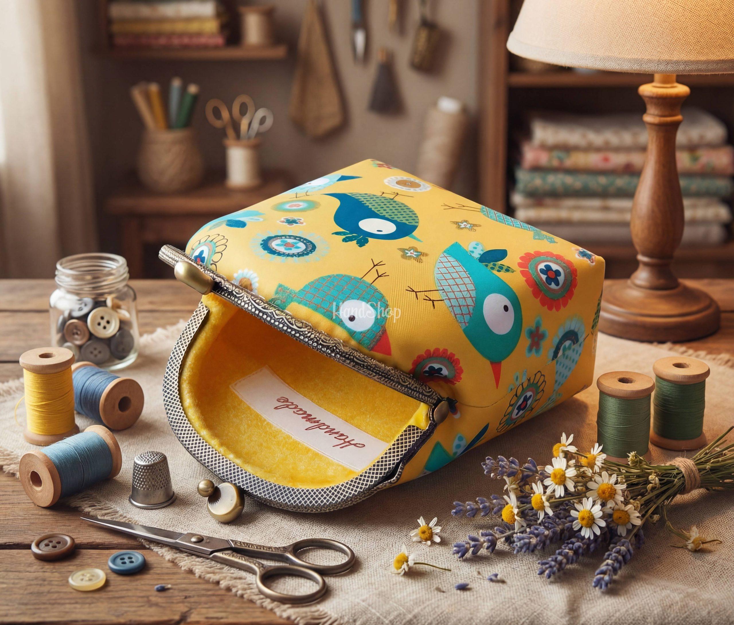 Дитяча косметичка сумочка на фермуарі пташки тканина Дитяча косметичка сумочка на фермуарі пташки тканина