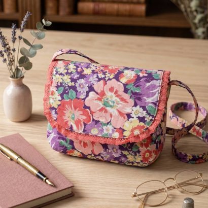 Жіноча сумочка з тканини на магнітній кнопці квіти