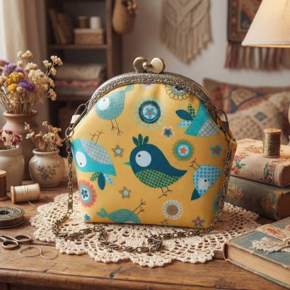 Дитяча косметичка сумочка на фермуарі пташки тканина