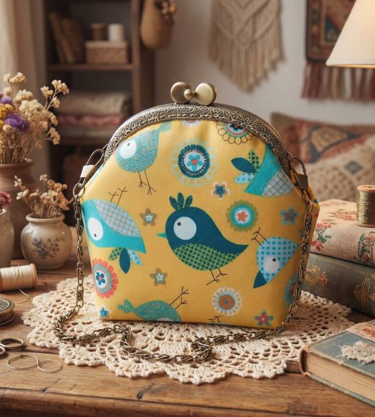 Дитяча косметичка сумочка на фермуарі пташки тканина