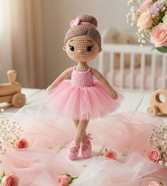 Лялька балерина в рожевих пуантах сувенірна іграшка