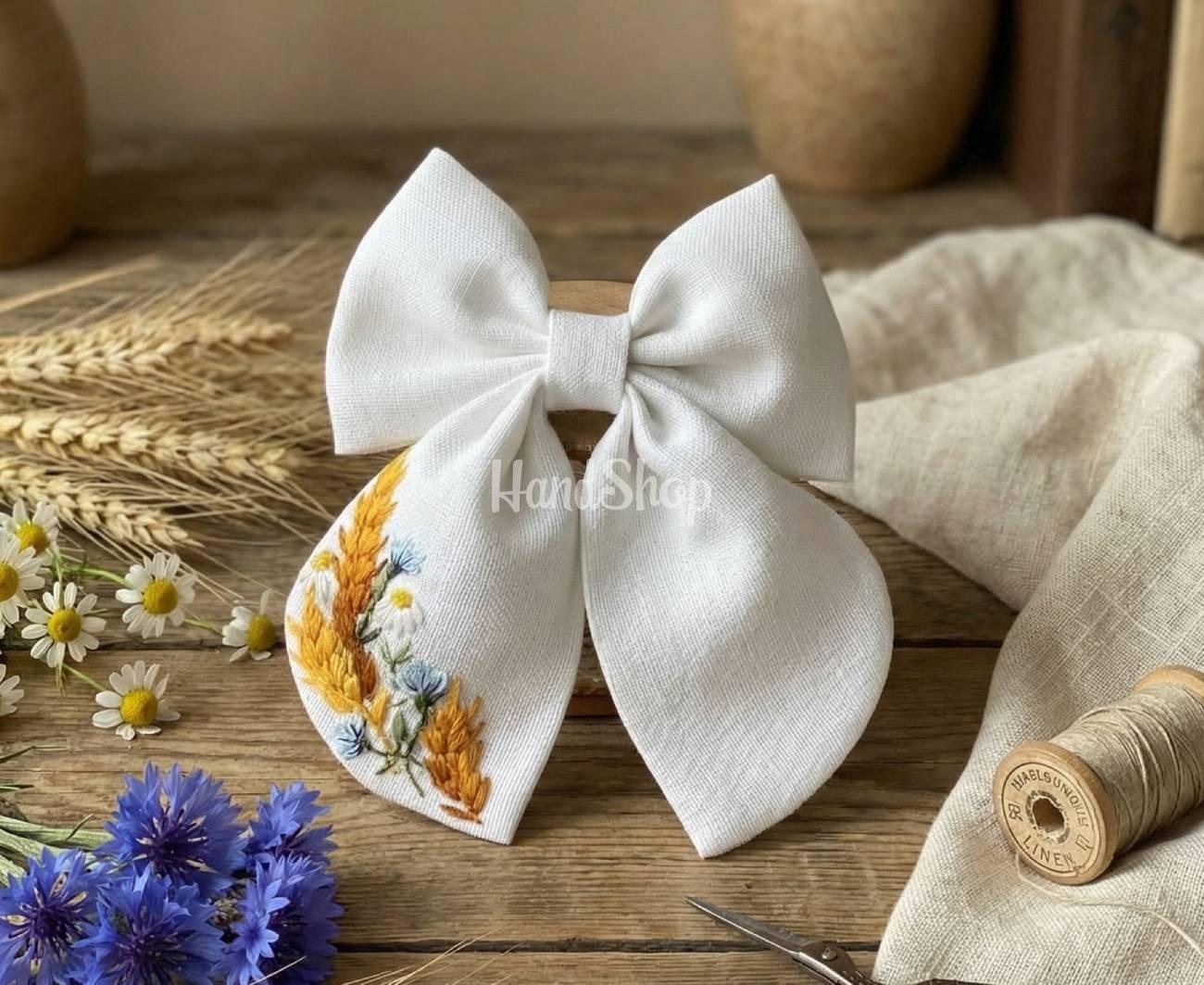 Дитячий бант для волосся ручна вишивка польові квіти Дитячий бант для волосся ручна вишивка польові квіти