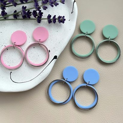 Жіночі святкові блакитні сережки геометричні круглі