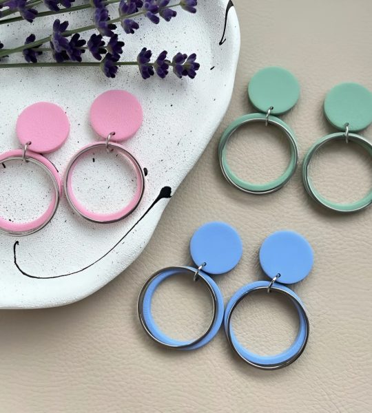 Жіночі святкові блакитні сережки геометричні круглі