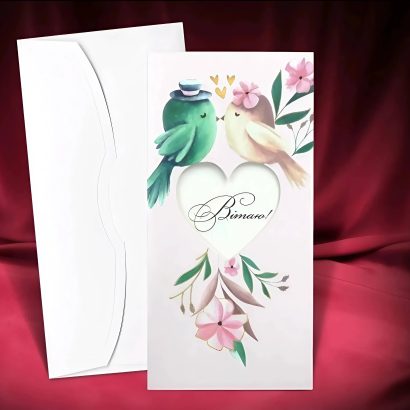 Романтична весільна листівка конверт пташечки пара