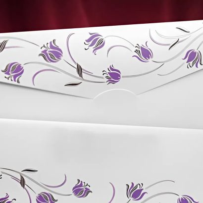 Жіночий конверт для грошей листівка фіолетові тюльпани