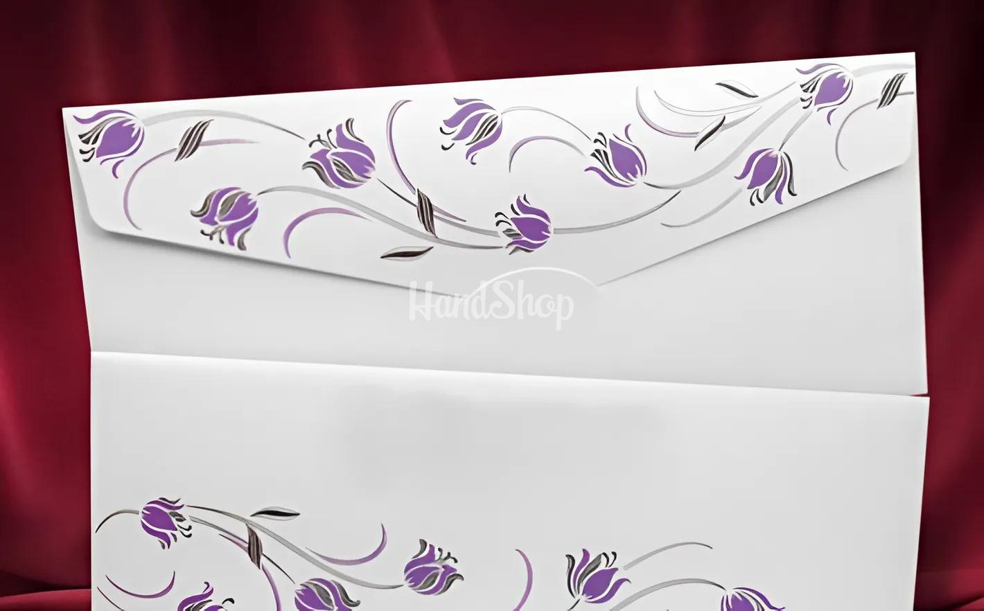 Жіночий конверт для грошей листівка фіолетові тюльпани Жіночий конверт для грошей листівка фіолетові тюльпани