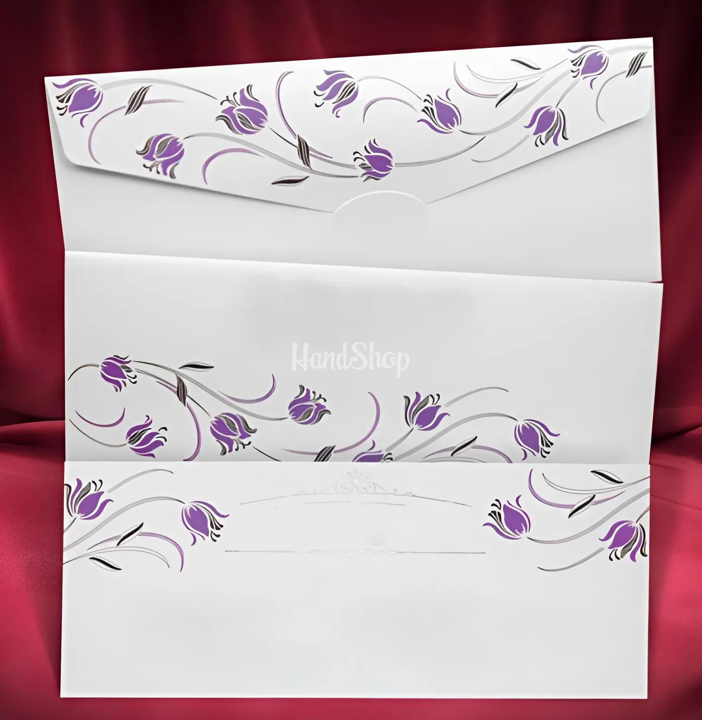 Жіночий конверт для грошей листівка фіолетові тюльпани Жіночий конверт для грошей листівка фіолетові тюльпани