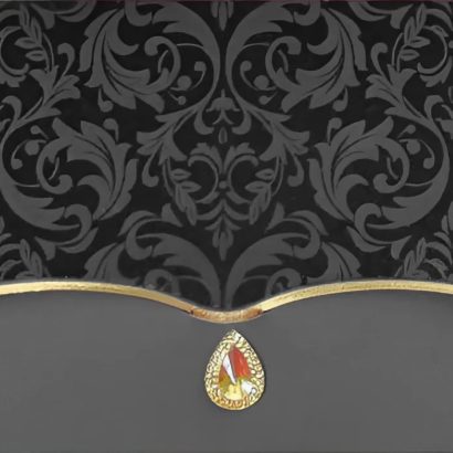 Весільний конверт для грошей чорний бархат, золотий кристал