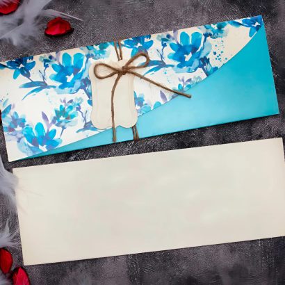 Жіночий конверт для грошей листівка блакитні сині квіти