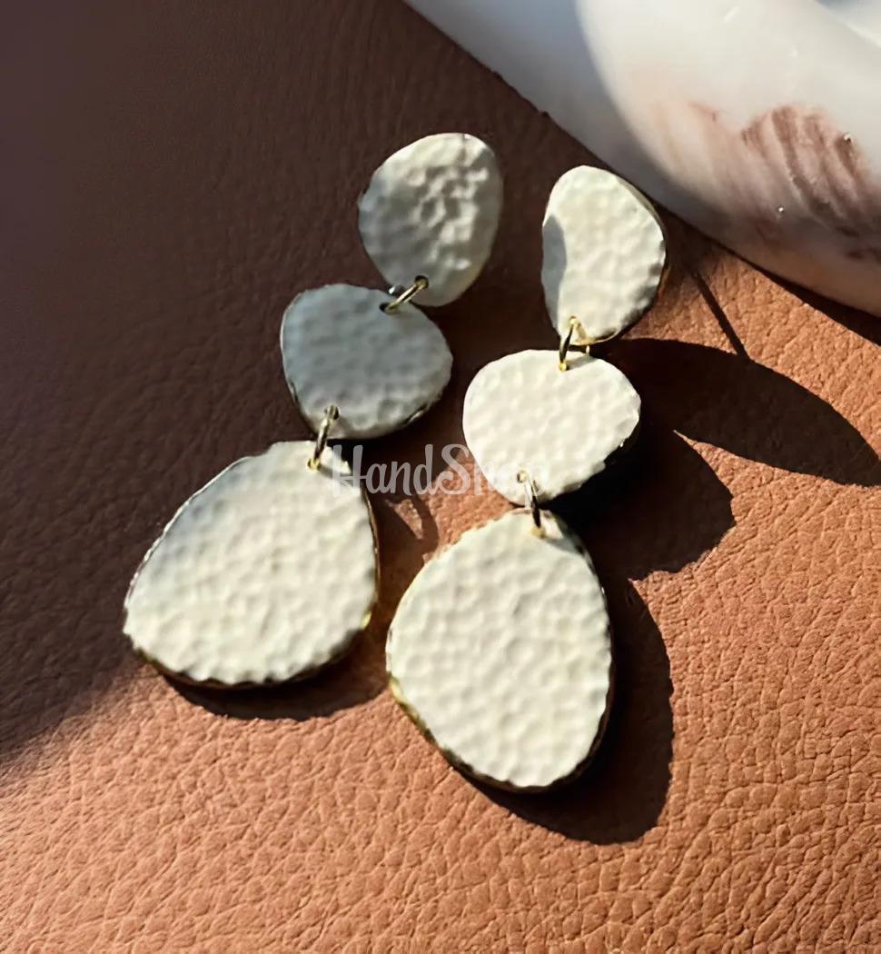 Авторські геометричні довгі морські сережки корал глина Авторські геометричні довгі морські сережки корал глина