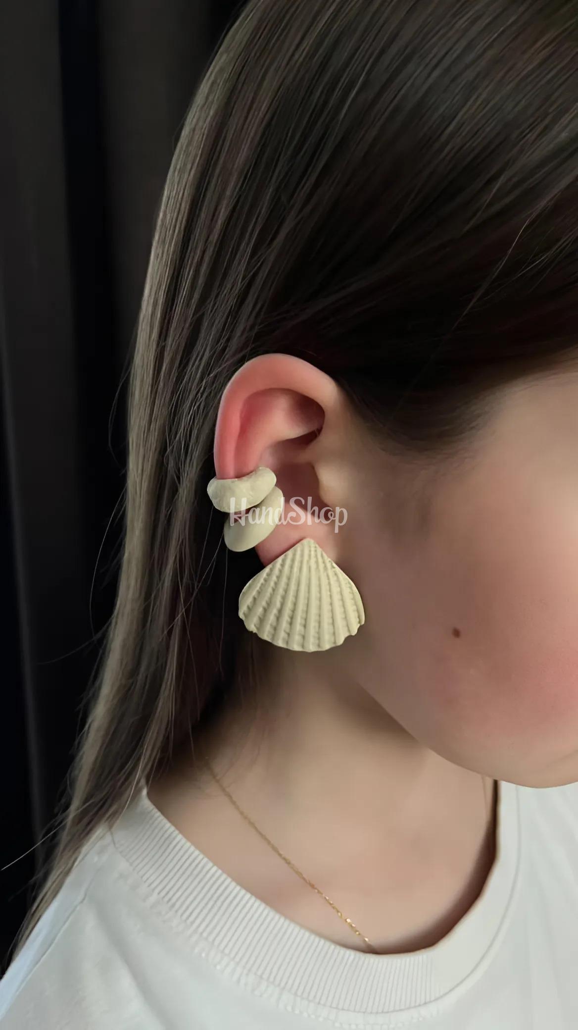 Жіночі літні морські сережки мушля полімерна глина Жіночі літні морські сережки мушля полімерна глина
