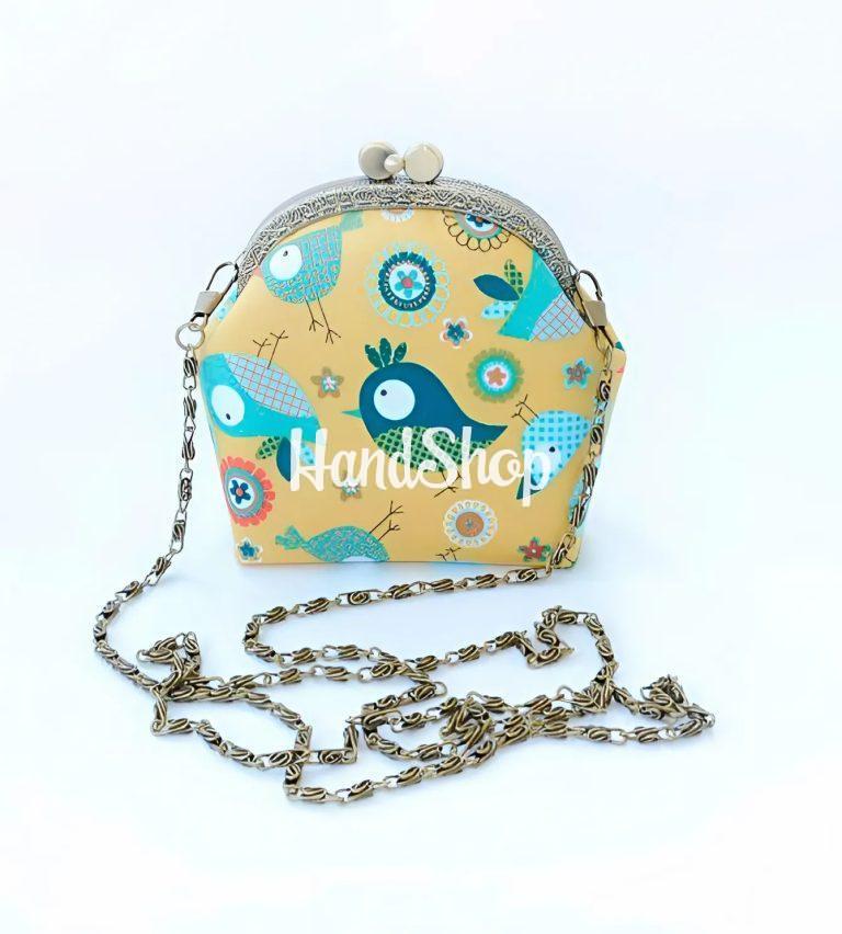 Детская летняя сумочка на фермуаре принт птицы ткань — фото 4