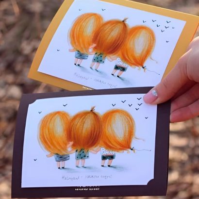 Листівка авторська мальована дружба три подруги в конверті