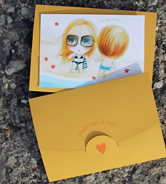 Хендмейд мальована морська листівка валентинка в конверті