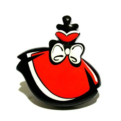 Брошка жіноча червона сукня дерево ручний розпис