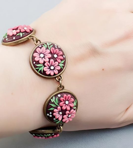 Комплект прикрас у техніці філігрань браслет та сережки