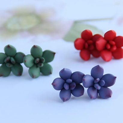 Жіночі сережки гвоздики маленькі сукуленти квіти глина