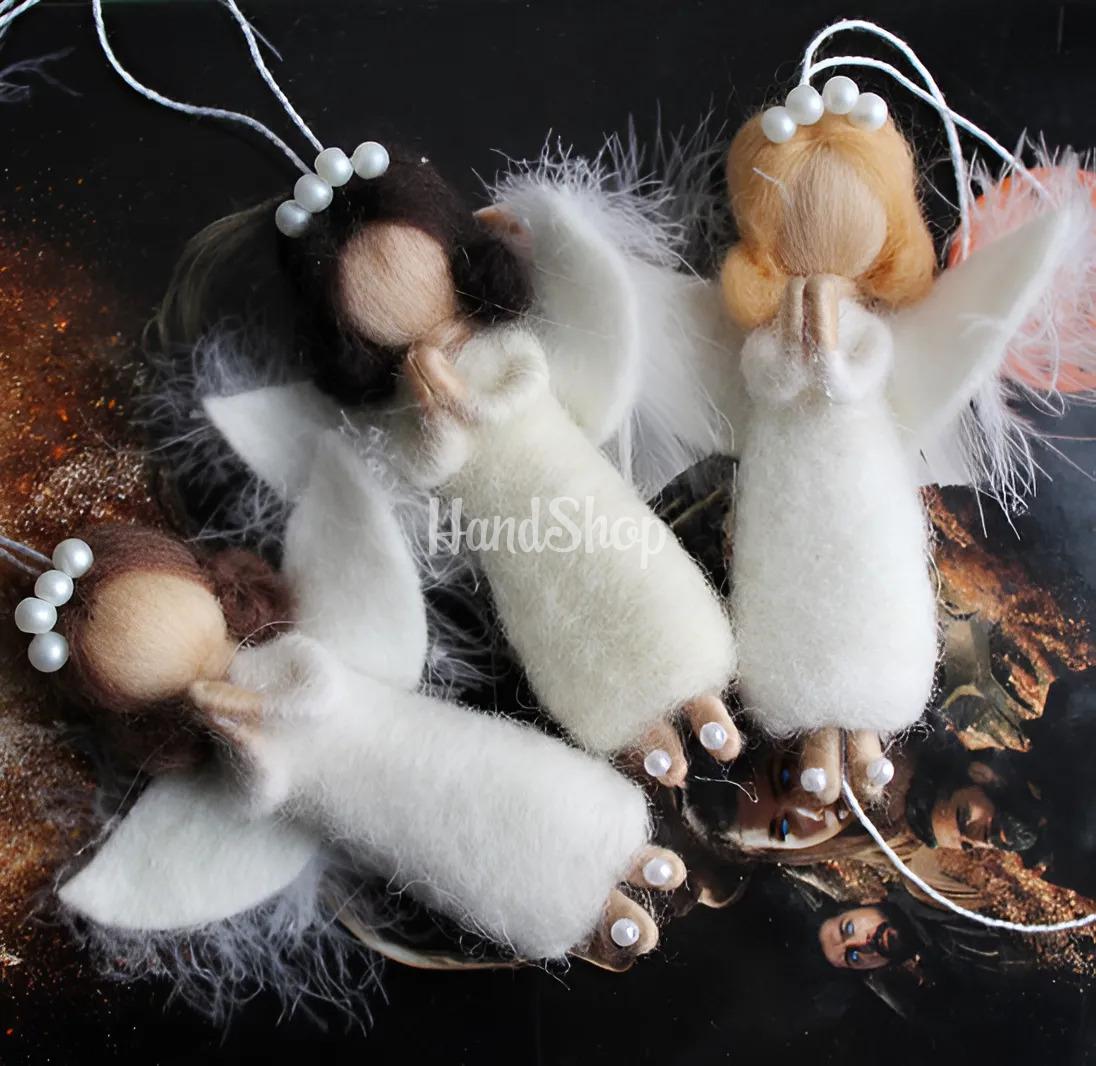 Авторська лялька янгол підвіска на ниточці сувенір із шерсті Авторська лялька янгол підвіска на ниточці сувенір із шерсті