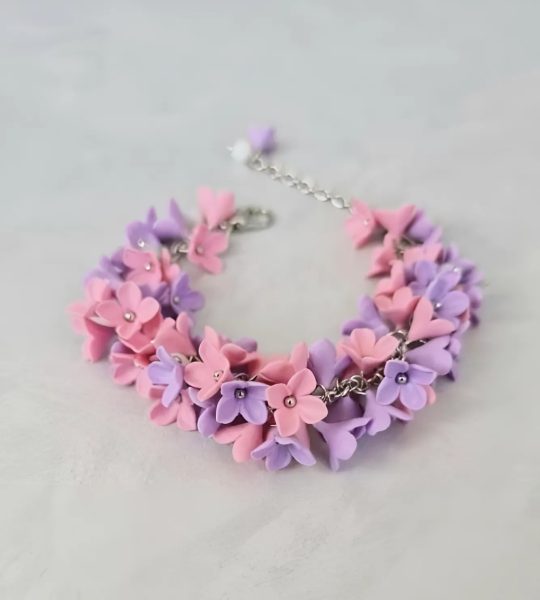 Жіночий браслет квіти бузок з регульованим розміром