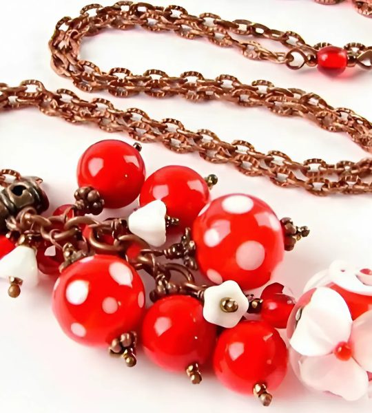 Комплект прикрас сережки та кулон намистини лемпворк скло