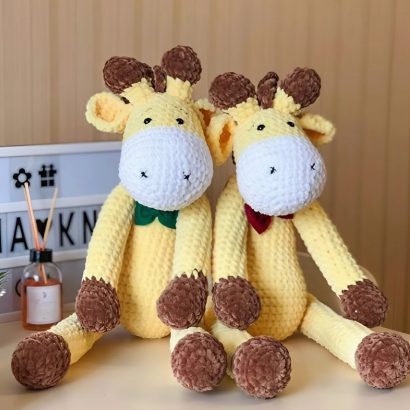 Авторські м'які іграшки великі жовті жирафки пара, 2 шт