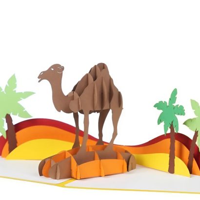 Дитяча листівка другові, хлопцеві верблюд пустеля