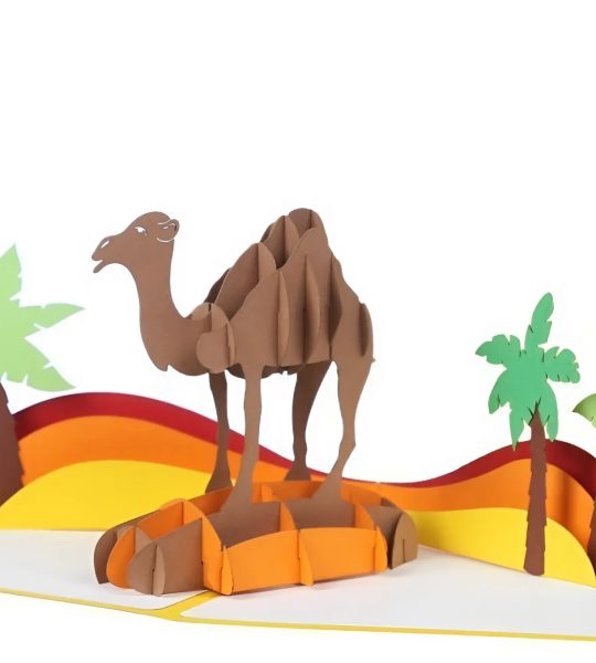 Дитяча листівка другові, хлопцеві верблюд пустеля