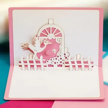 Рожева листівка об'ємна з днем народження дівчинці